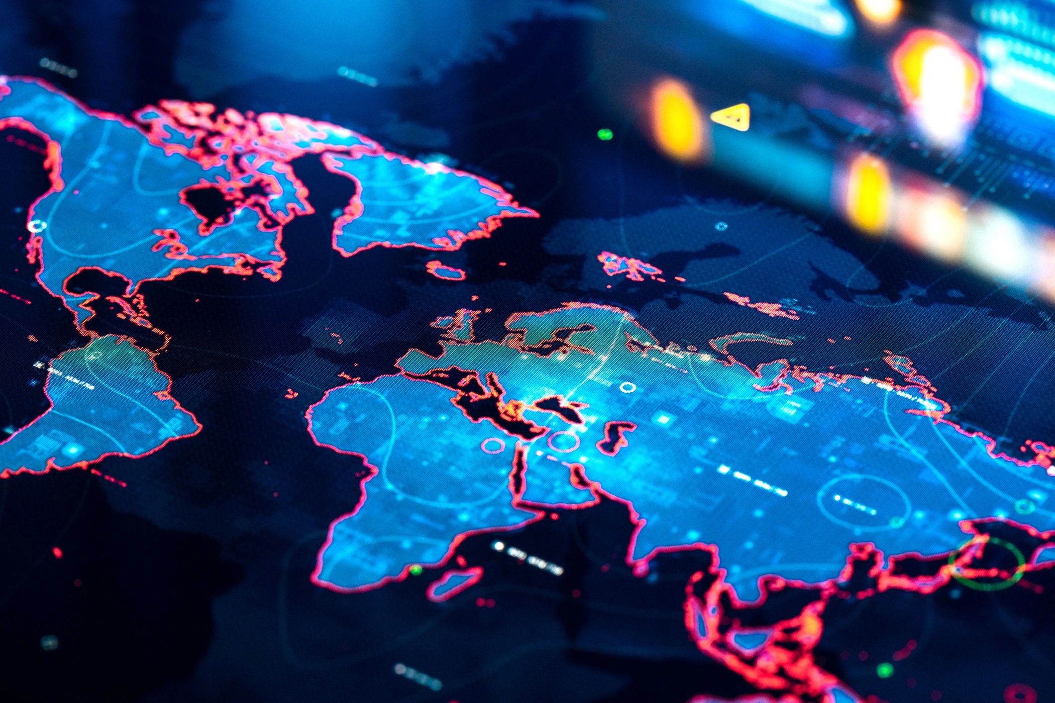 World map displayed on a digital screen