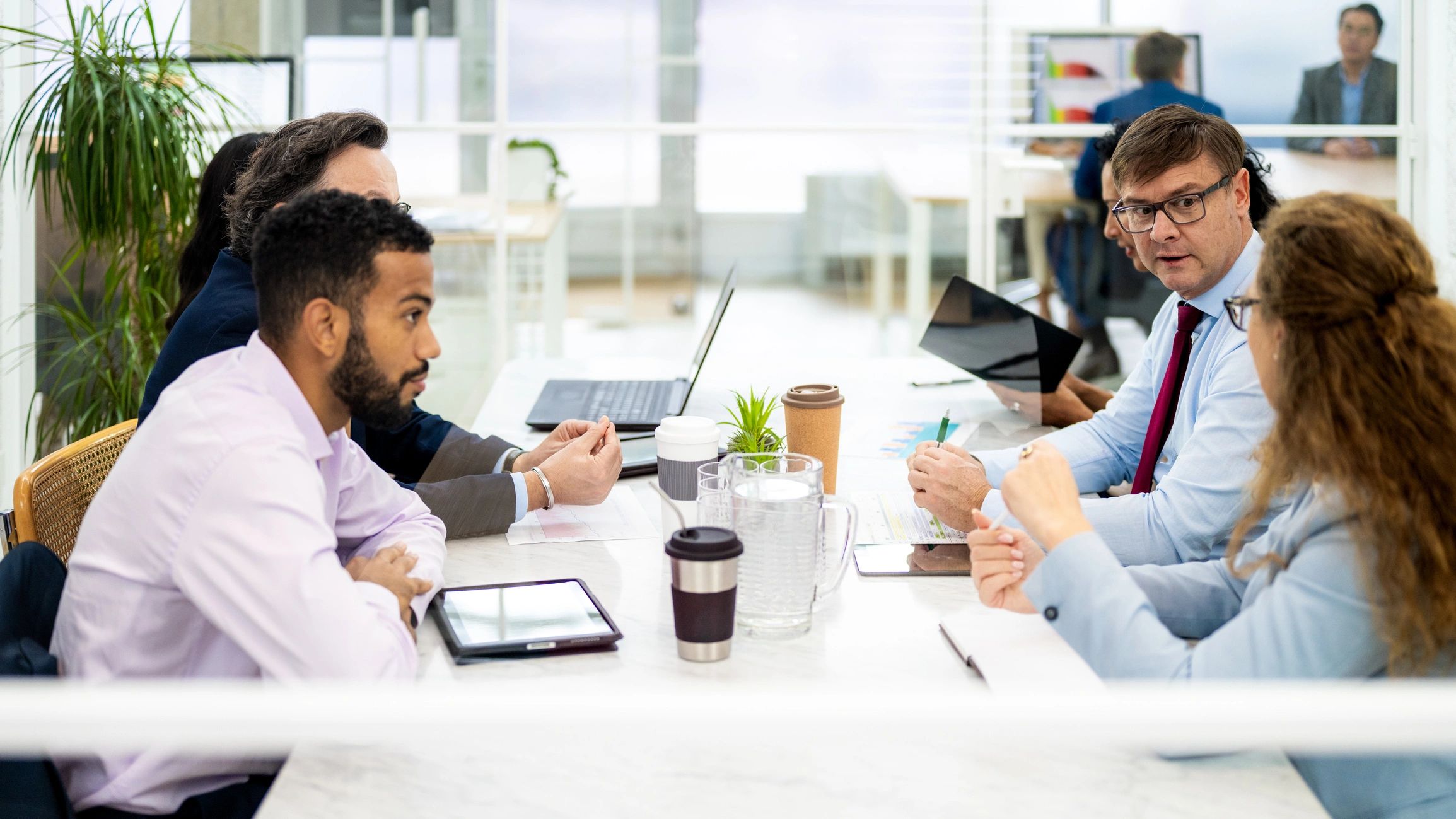 Business partners collaborating during a strategic planning meeting