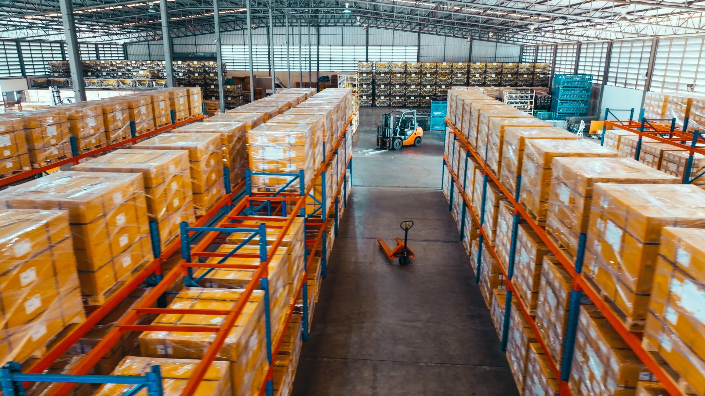 Warehouse inventory prepared for export documentation and dispatch