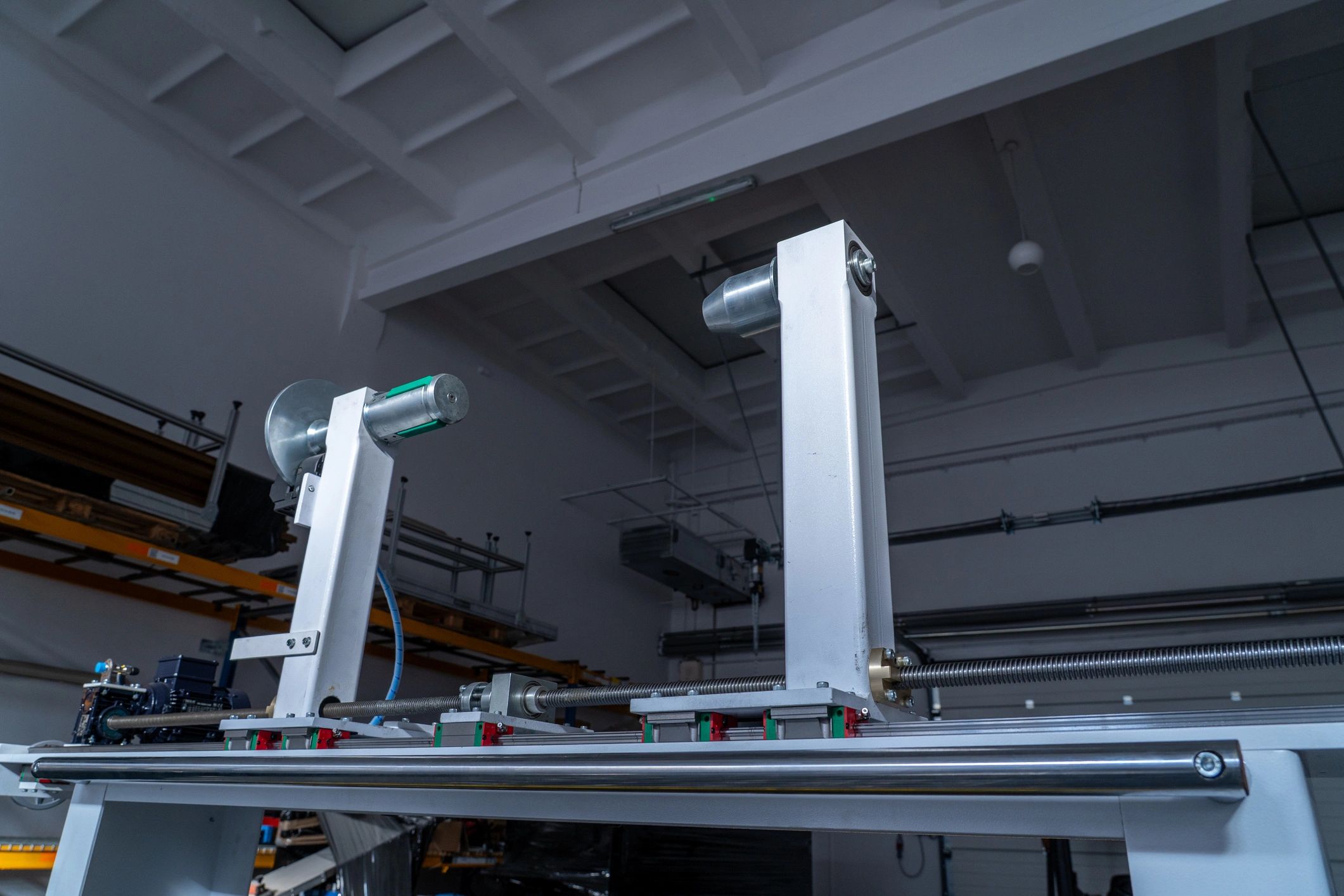 Industrial precision positioning system in a modern factory workshop
